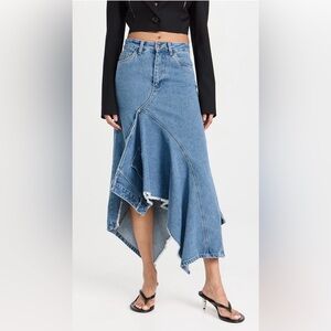 NWT Monse Deconstructed Cascade Denim Midi Skirt - Indigo - Size 4